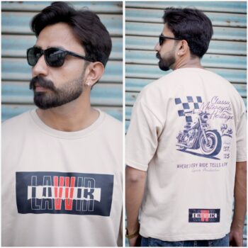"MOTORCYCLE RIDE" FRENCH TERRY COTTON PREMIUM T-SHIRT 240GSM